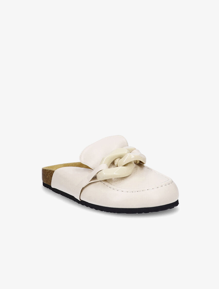 Mules plates bouts fermés à maillons - Beige - 2