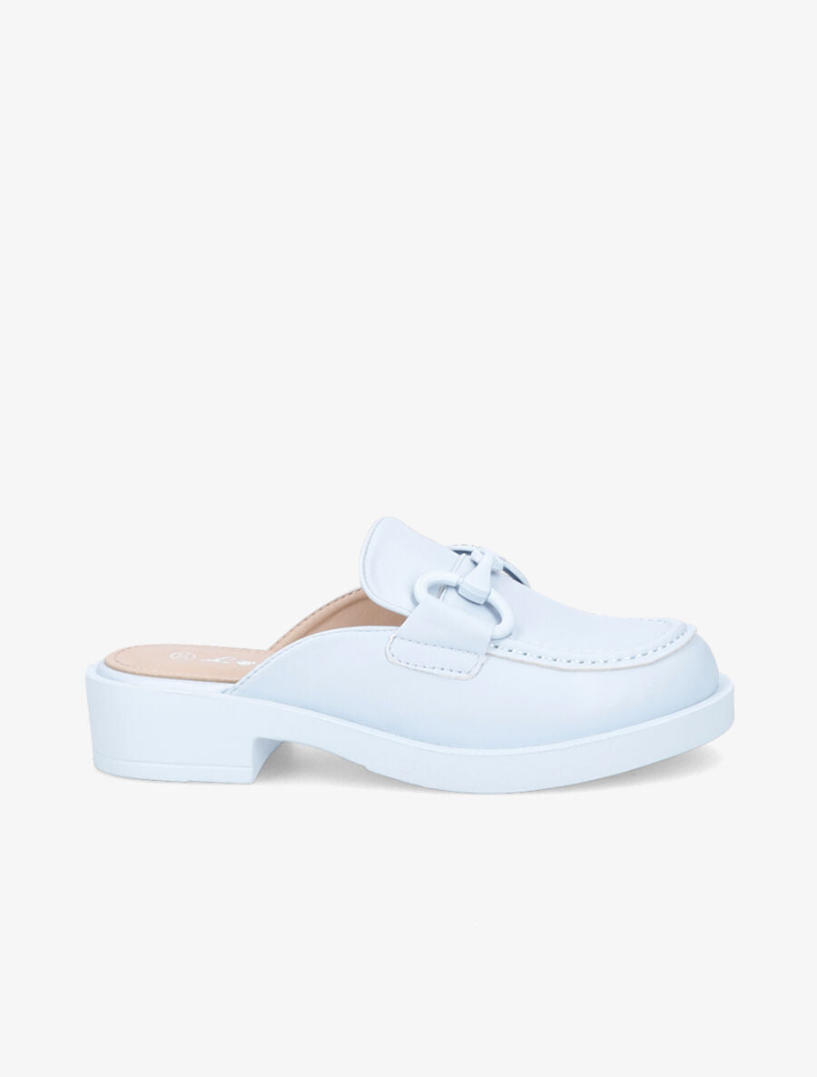Mules monochrome style mocassin à boucle - Bleu ciel - 5