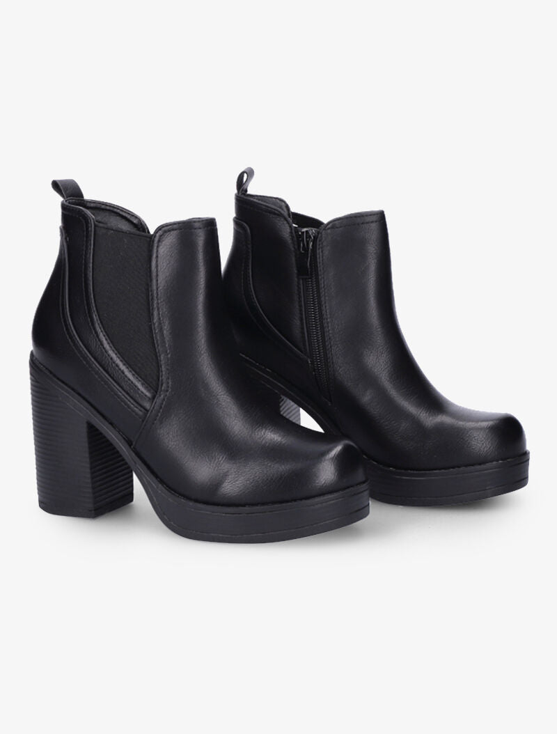 Bottines à plateforme et à ganse élastiquée - Noir - 1