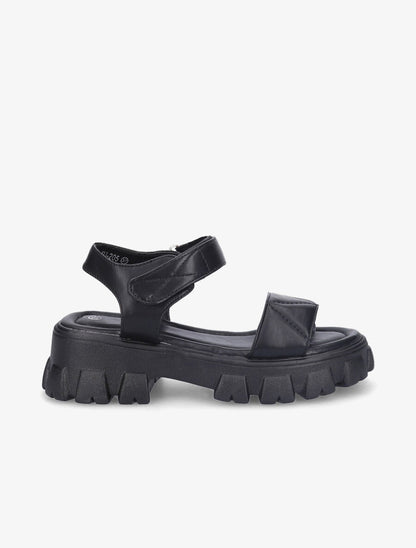 Sandales matelassées à semelles chunky - Noir - 1