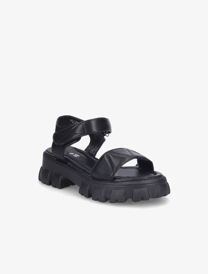 Sandales matelassées à semelles chunky - Noir - 2