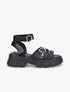 Sandales simili uni à semelles chunky - Noir - 5