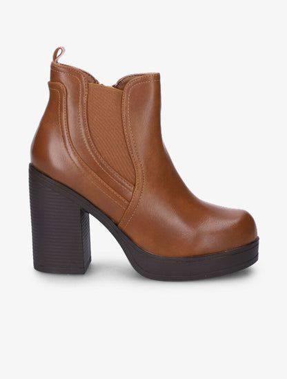 Bottines à plateforme et à ganse élastiquée - Camel - 2