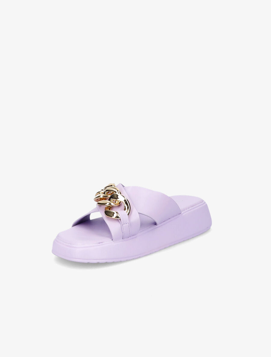 Claquettes à brides croisées et chaîne - Lilas - 3
