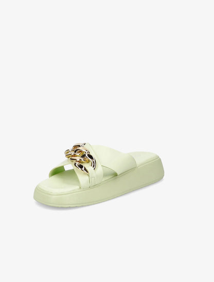 Claquettes à brides croisées et chaîne - Vert pâle - 3