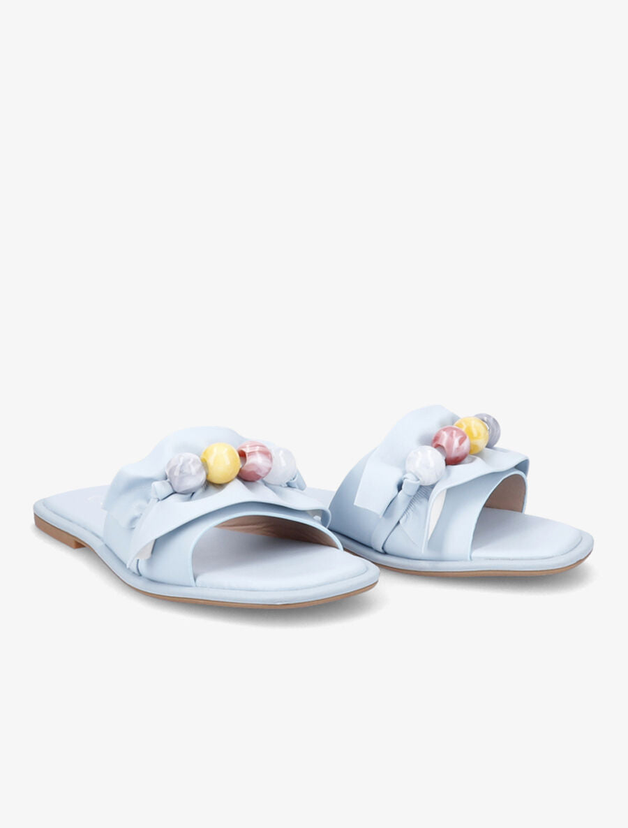 Mules à perles - Bleu ciel - 4