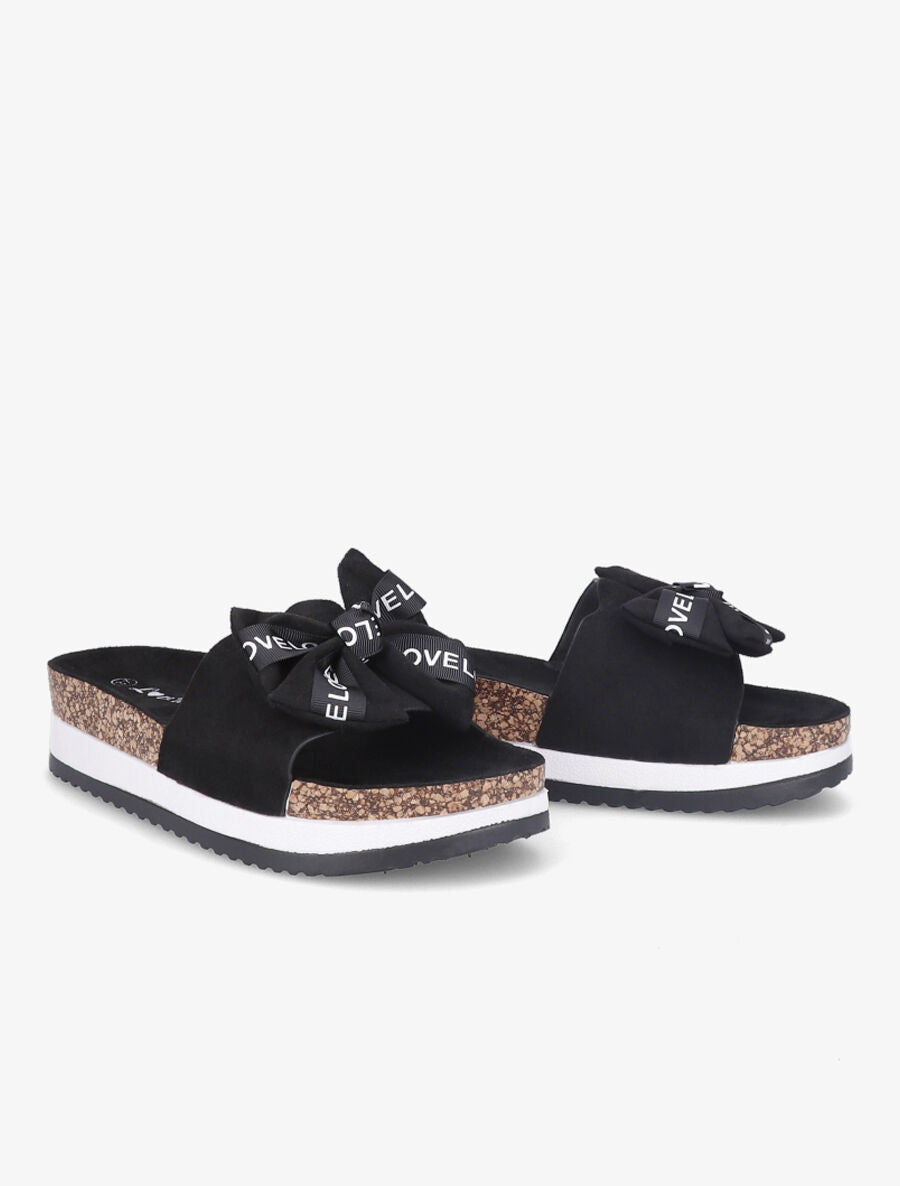 Claquettes à noeud et semelles stylisées - Noir - 4