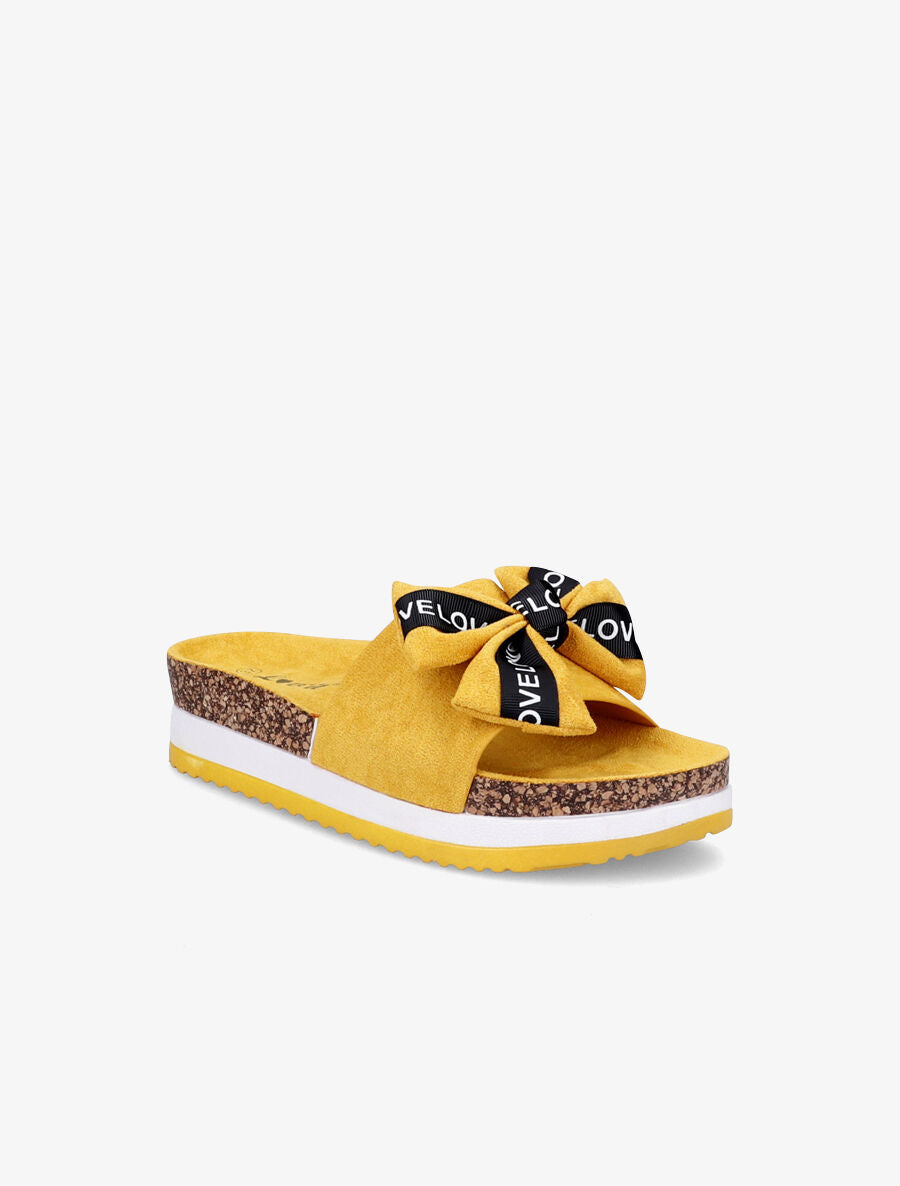 Claquettes à noeud et semelles stylisées - Jaune - 1