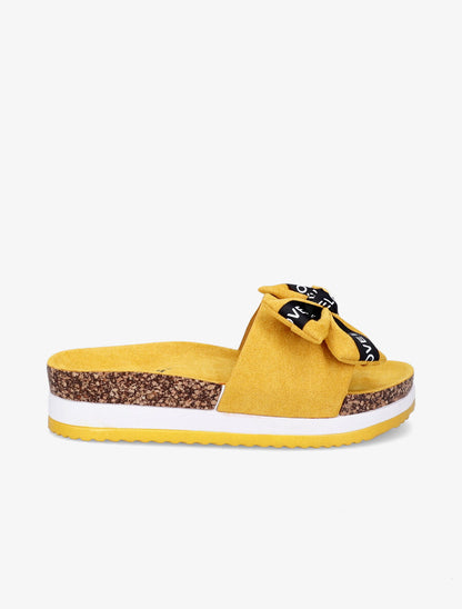 Claquettes à noeud et semelles stylisées - Jaune - 2