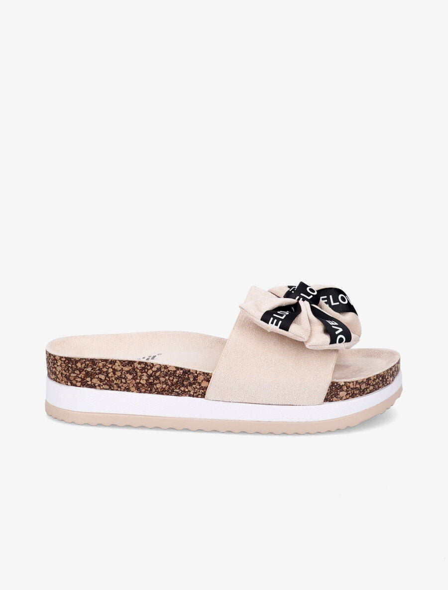 Claquettes à noeud et semelles stylisées - Beige - 2