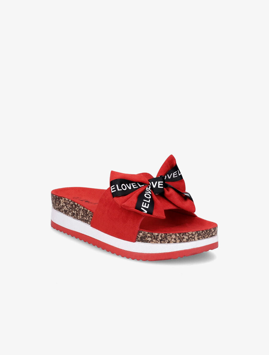 Claquettes à noeud et semelles stylisées - Rouge - 1