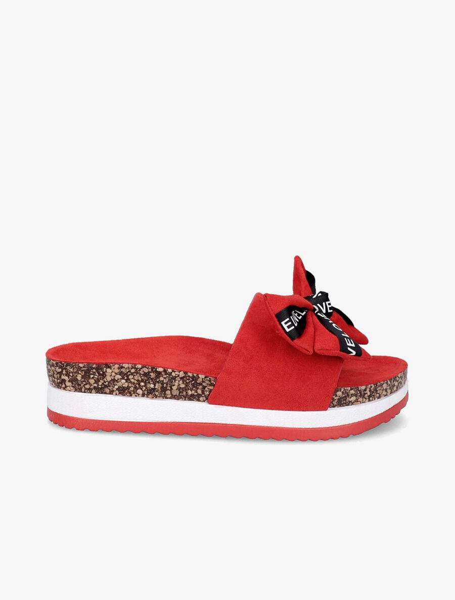 Claquettes à noeud et semelles stylisées - Rouge - 2