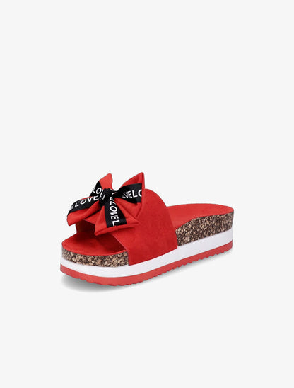 Claquettes à noeud et semelles stylisées - Rouge - 3