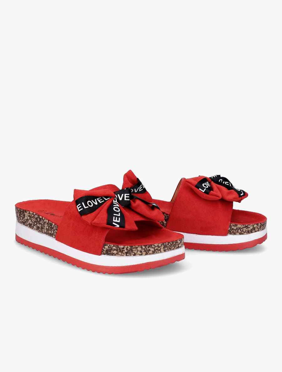 Claquettes à noeud et semelles stylisées - Rouge - 4
