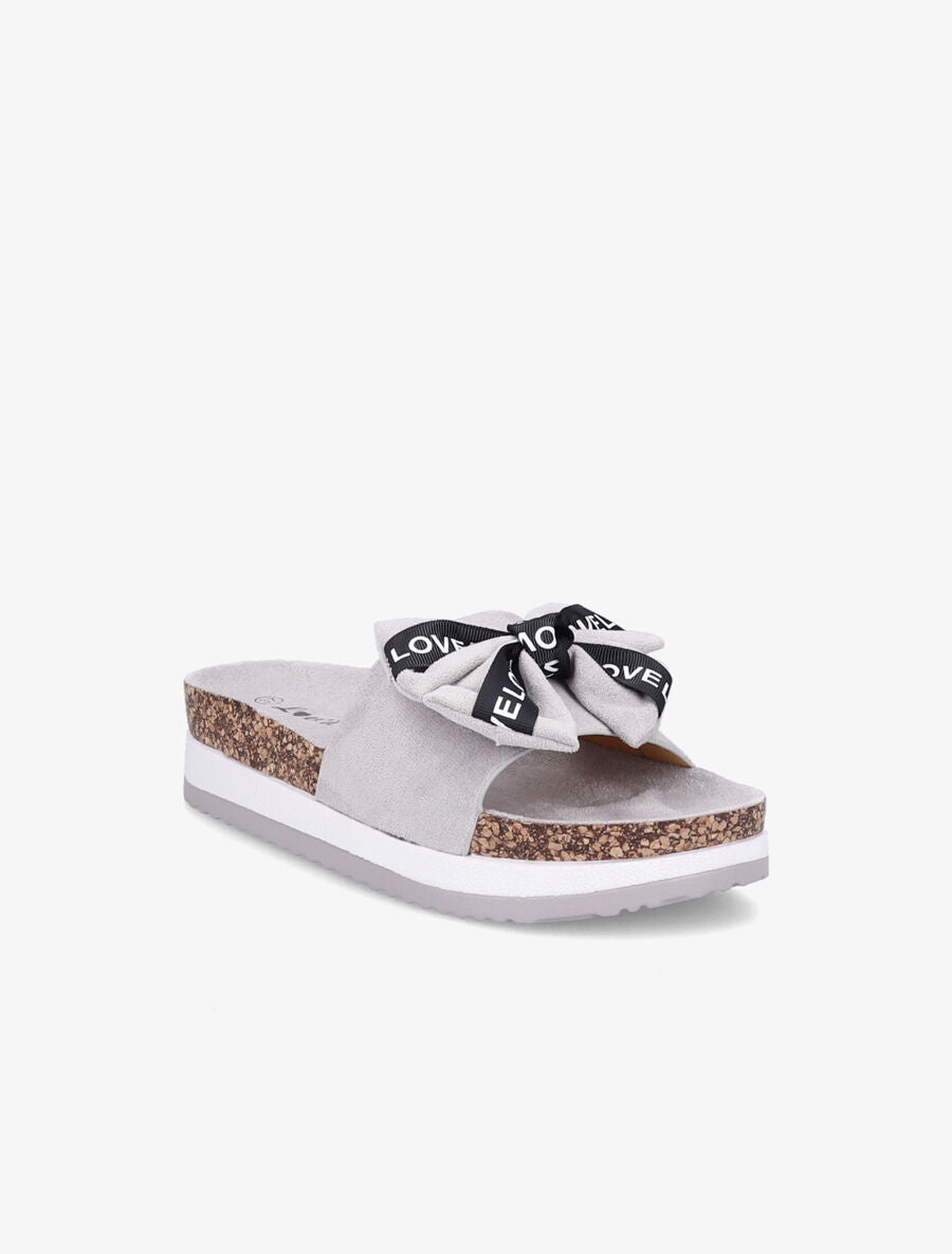 Claquettes à noeud et semelles stylisées - Gris clair - 5