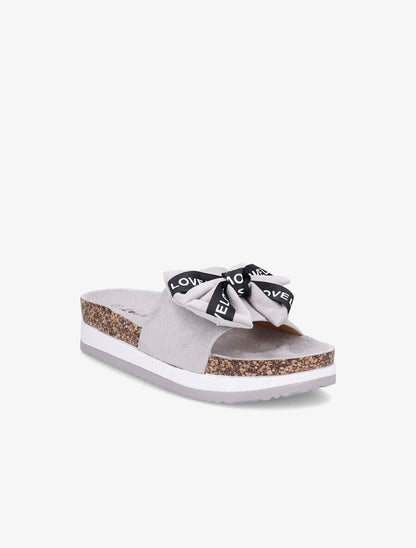 Claquettes à noeud et semelles stylisées - Gris clair - 5