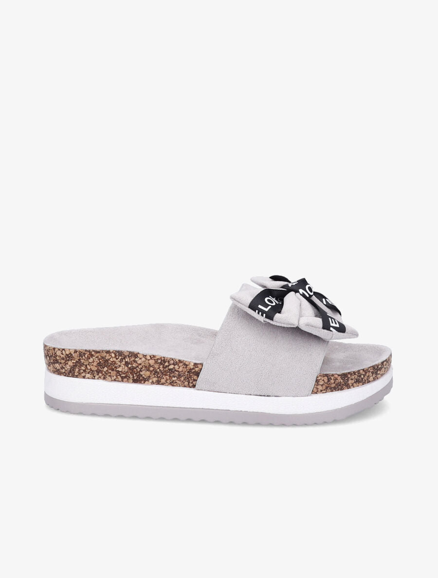 Claquettes à noeud et semelles stylisées - Gris clair - 2