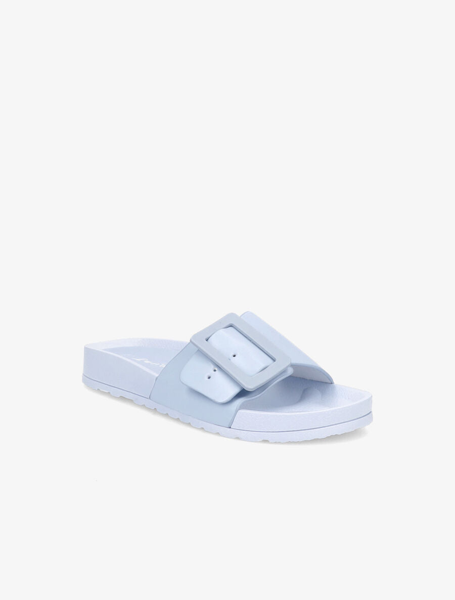 Claquettes en simili à boucle - Bleu - 5