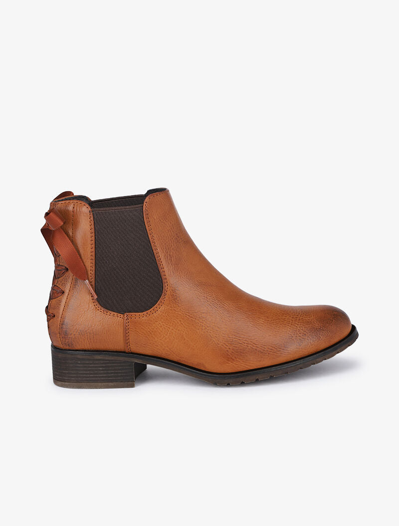 Chelsea boots à contrefort à corsage - Camel - 2