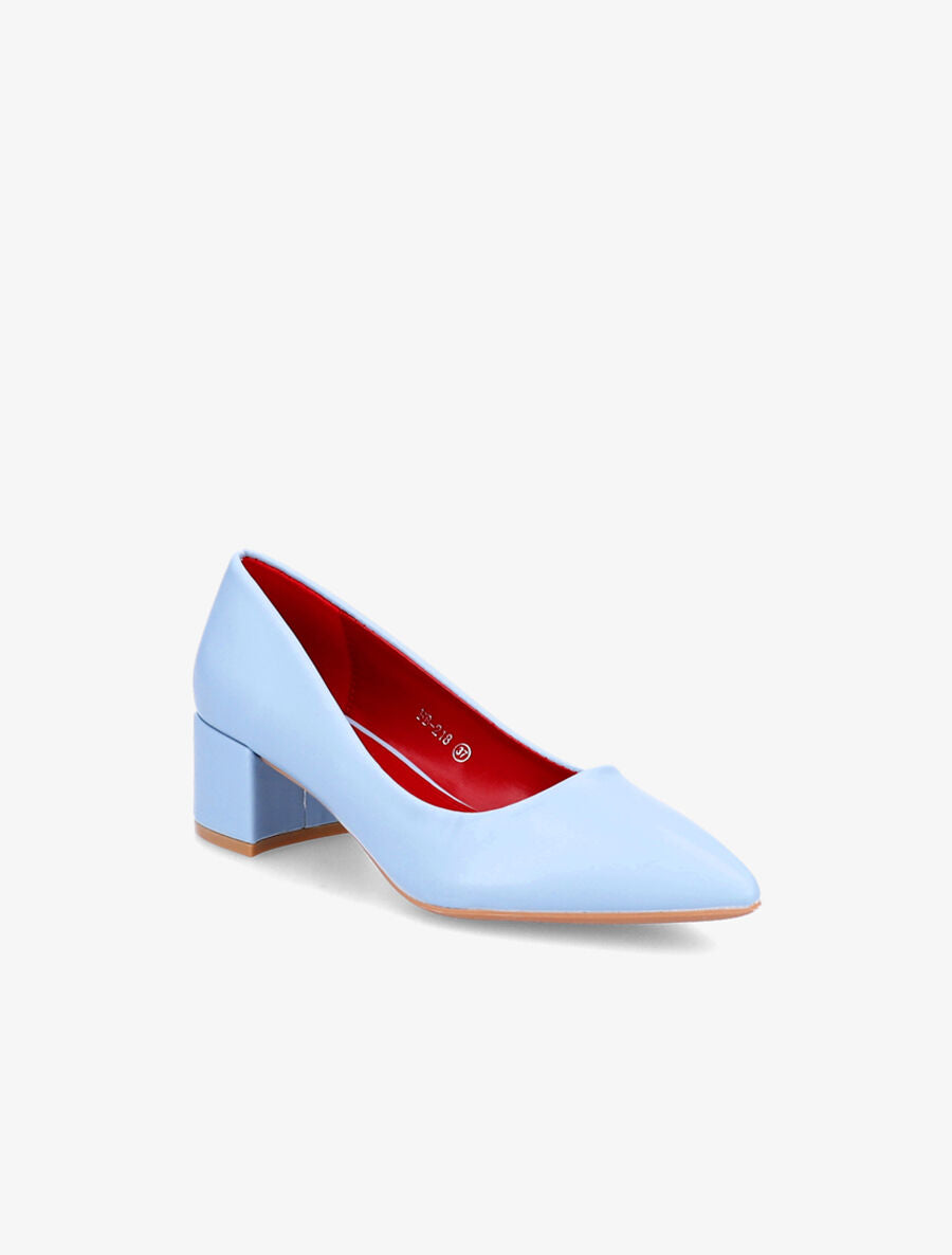 Escarpins pointus à talons carrés - Bleu ciel - 2