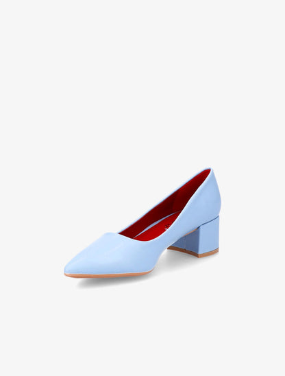 Escarpins pointus à talons carrés - Bleu ciel - 3