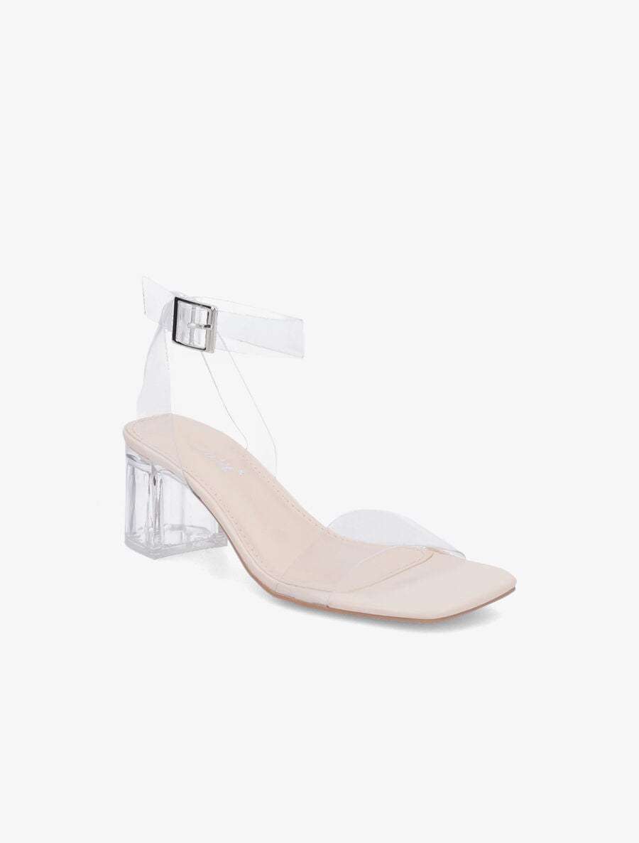 Sandales à brides et ganses transparentes - Beige - 2