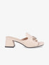 Mules en simili à boucle métallique dorée - Beige - 1