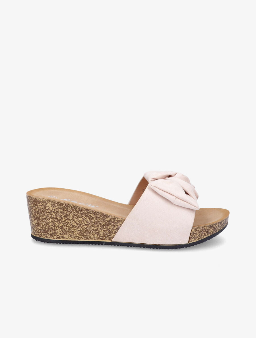 Mules compensées à noeud - Beige - 2