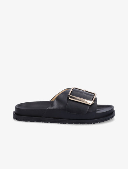 Claquettes en simili à boucle métallique - Noir - 2
