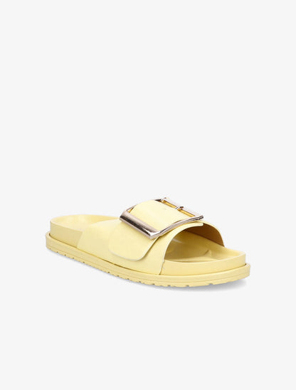 Claquettes en simili à boucle métallique - Jaune - 5