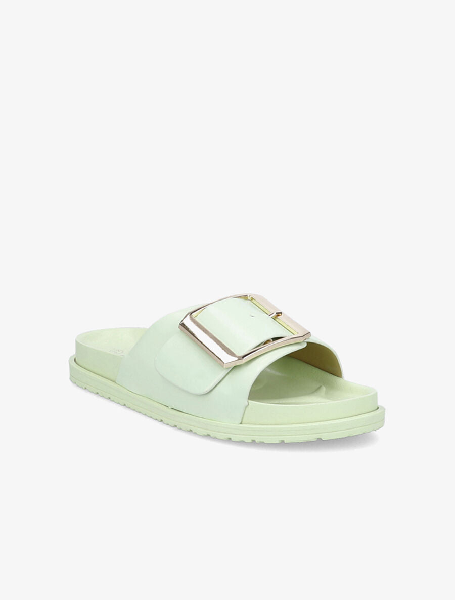 Claquettes en simili à boucle métallique - Vert - 1