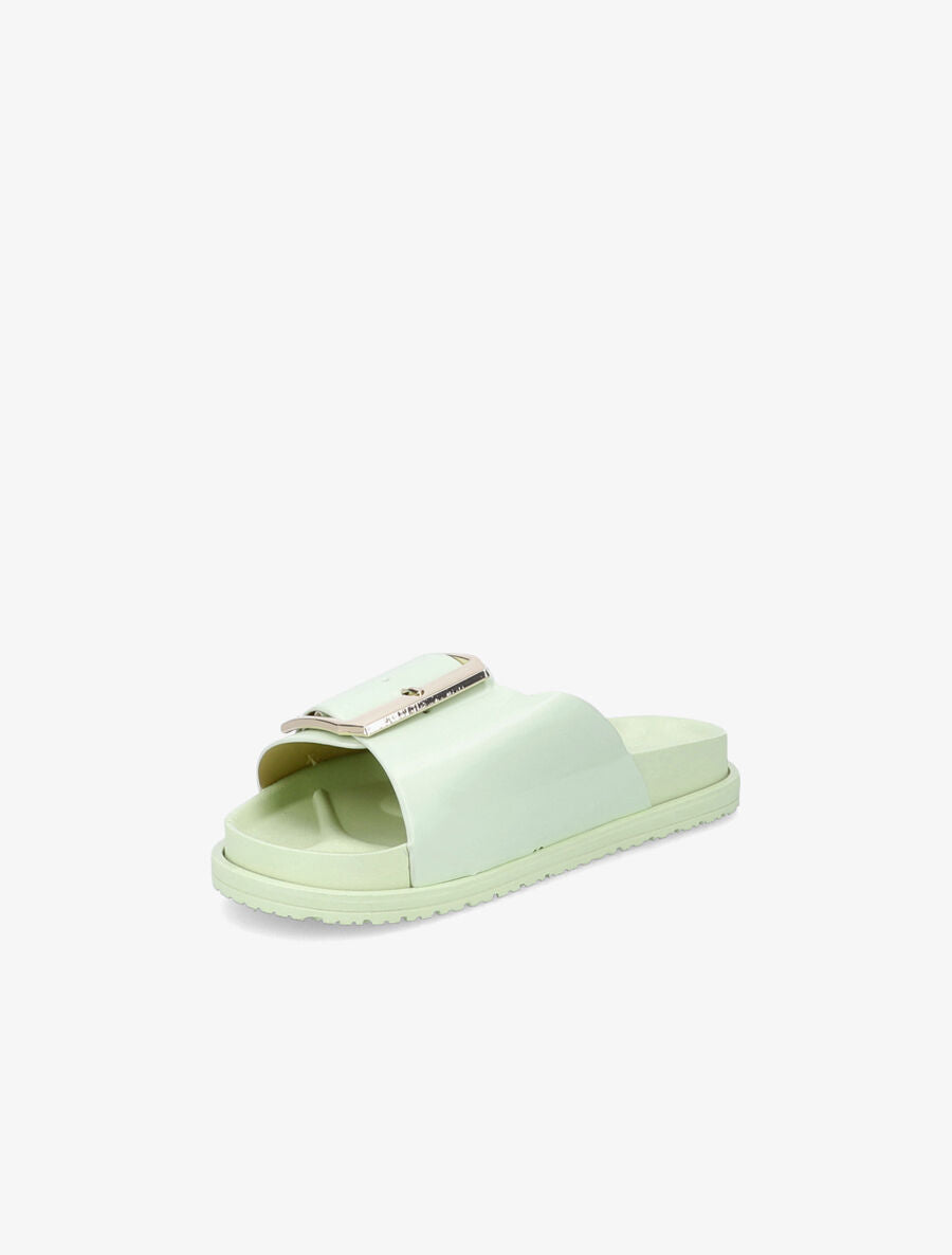 Claquettes en simili à boucle métallique - Vert - 3