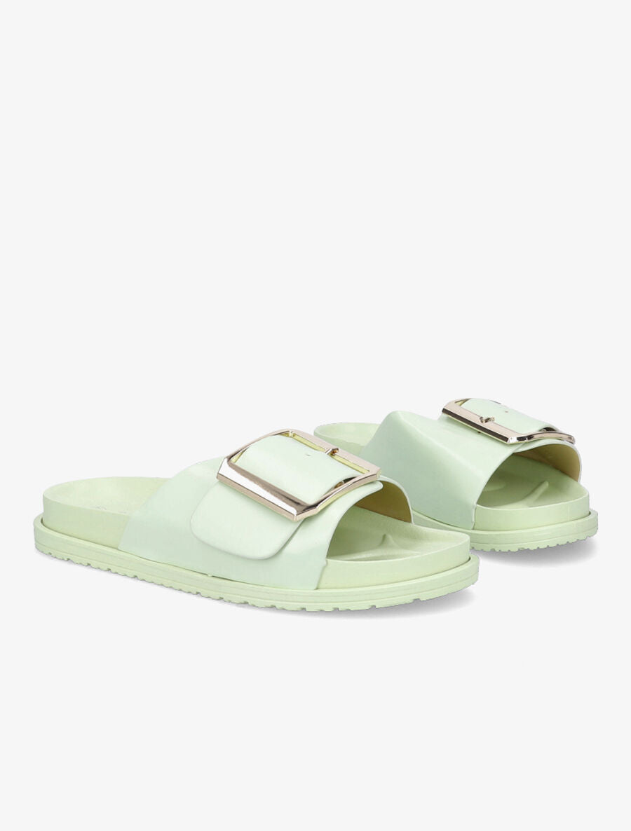 Claquettes en simili à boucle métallique - Vert - 4