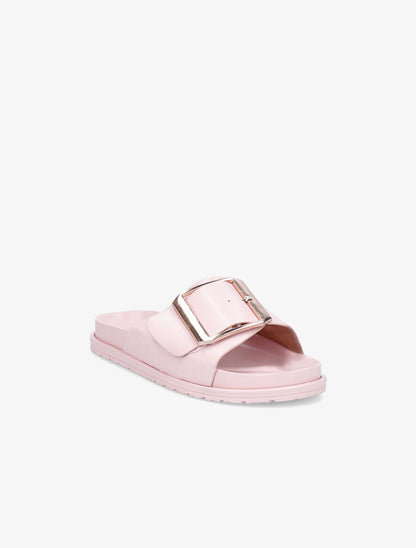 Claquettes en simili à boucle métallique - Rose - 1
