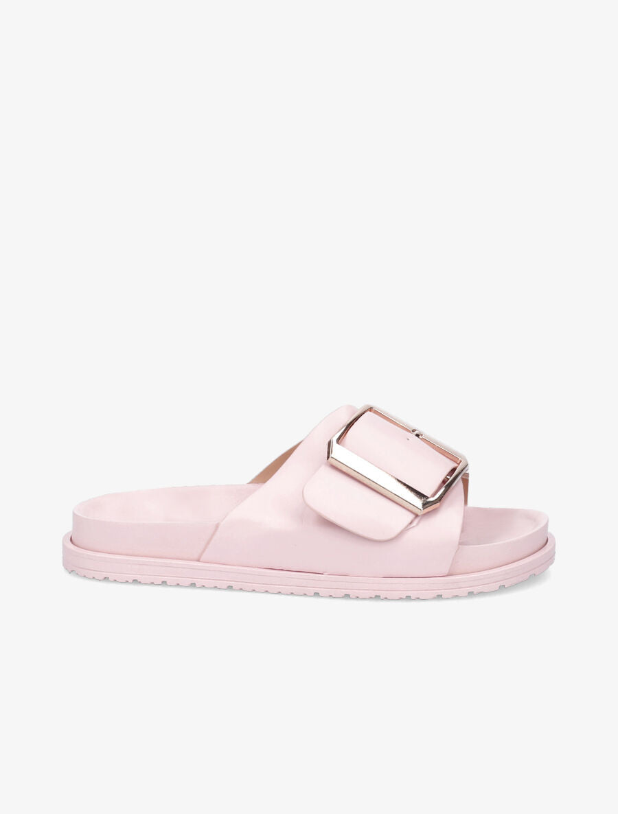 Claquettes en simili à boucle métallique - Rose - 2