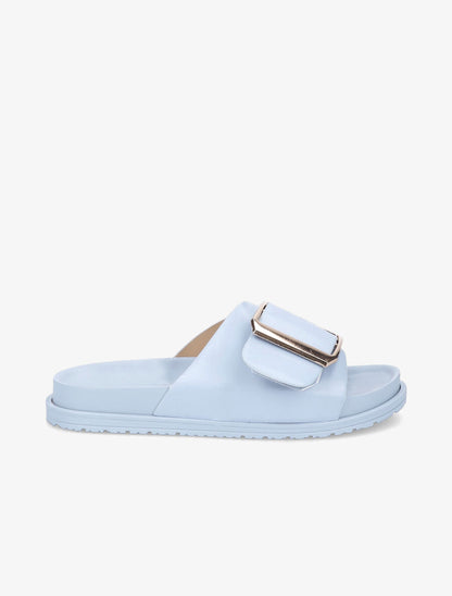 Claquettes en simili à boucle métallique - Bleu - 2