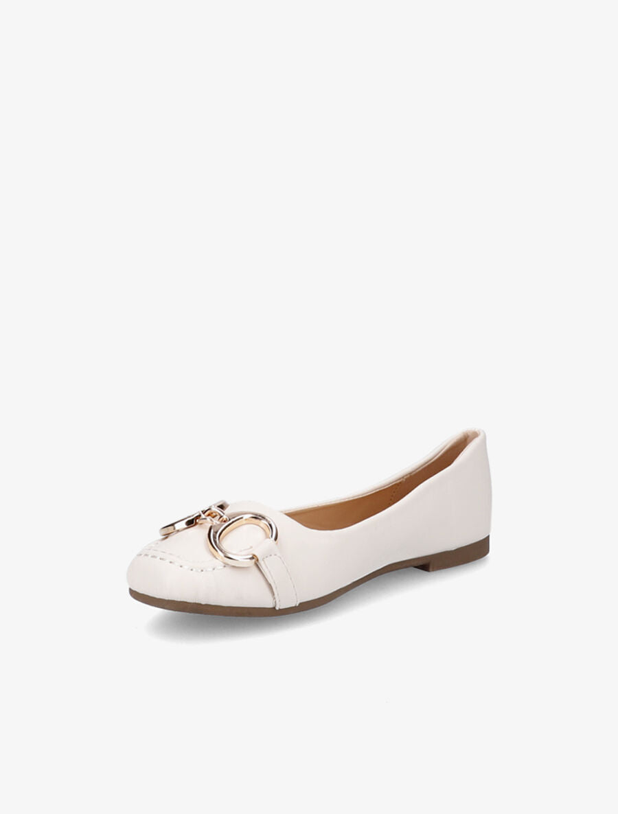 Ballerines à bouts carrés et boucles - Beige - 3