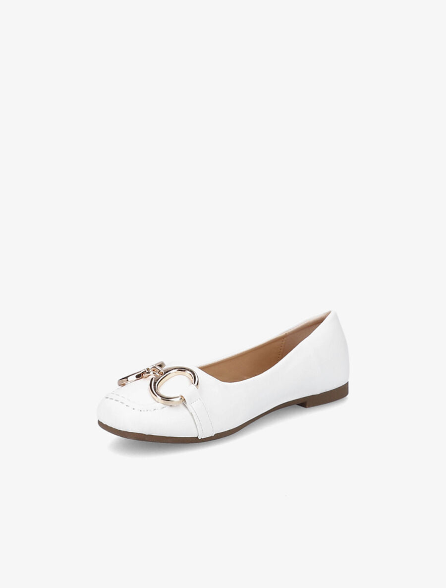 Ballerines à bouts carrés et boucles - Blanc - 3