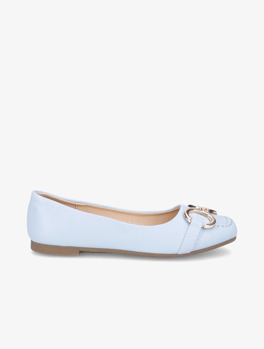 Ballerines à bouts carrés et boucles - Bleu clair - 2