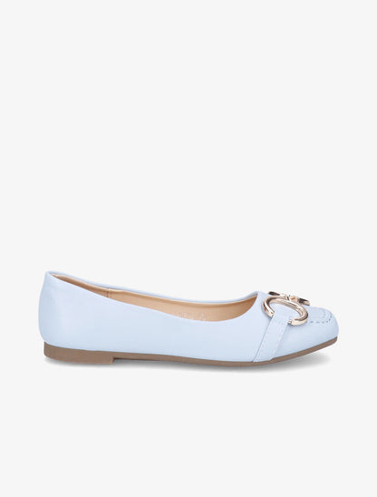 Ballerines à bouts carrés et boucles - Bleu clair - 2