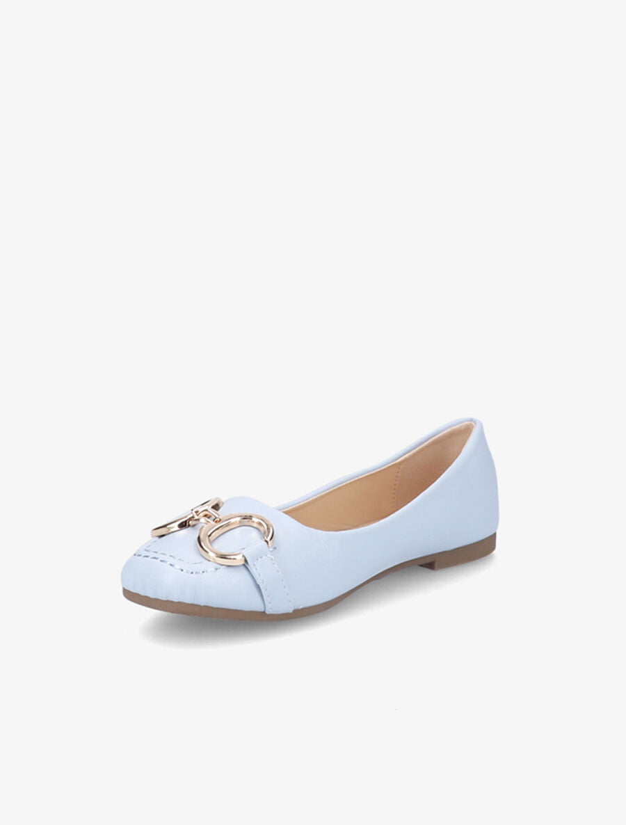 Ballerines à bouts carrés et boucles - Bleu clair - 3