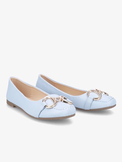 Ballerines à bouts carrés et boucles - Bleu clair - 4