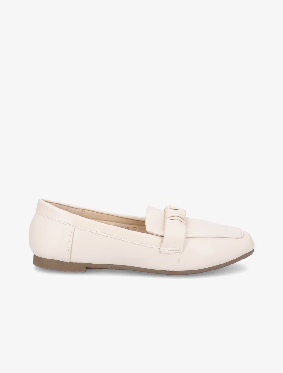 Mocassins à ornement froncé - Beige - 5