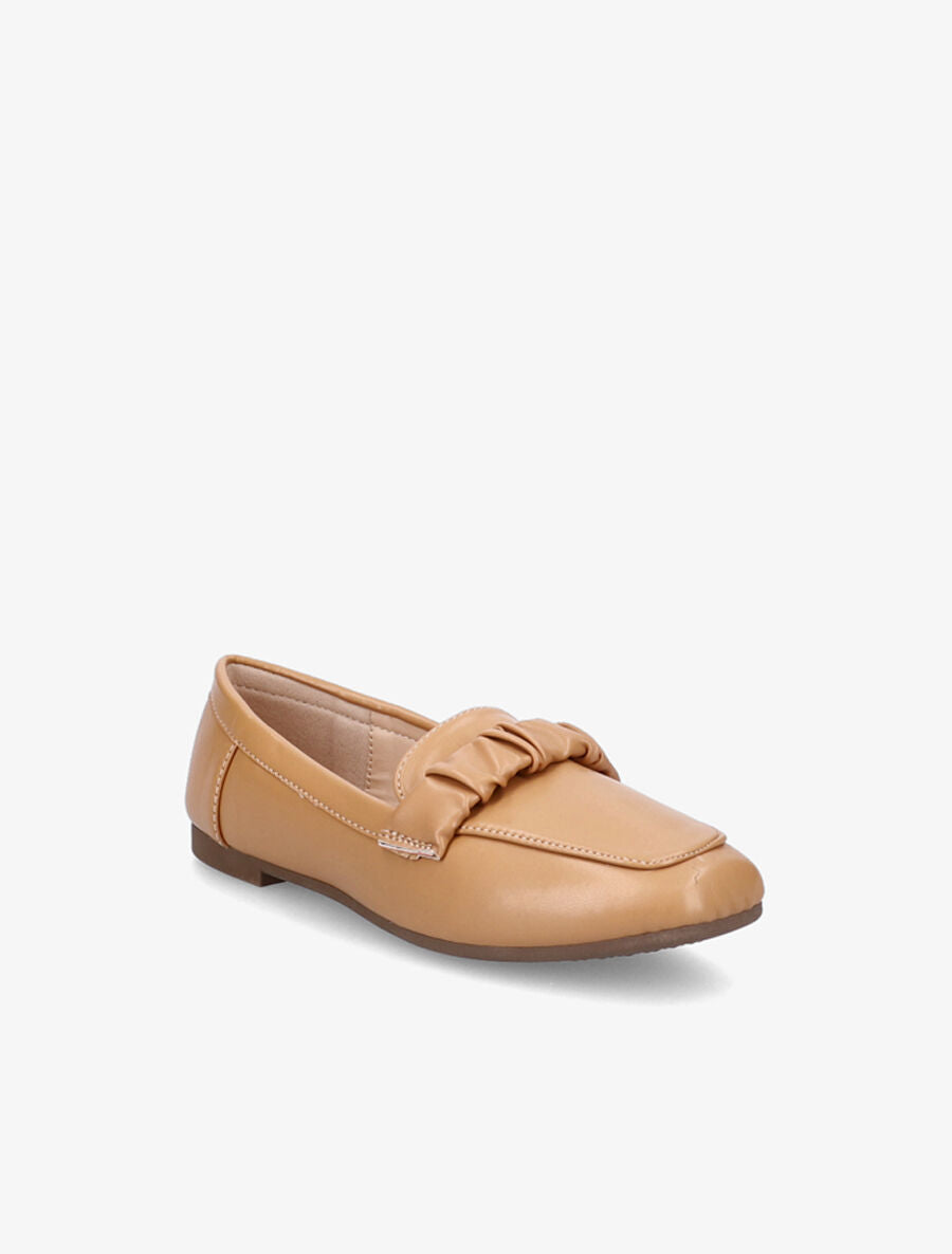 Mocassins à ornement froncé - Camel - 2