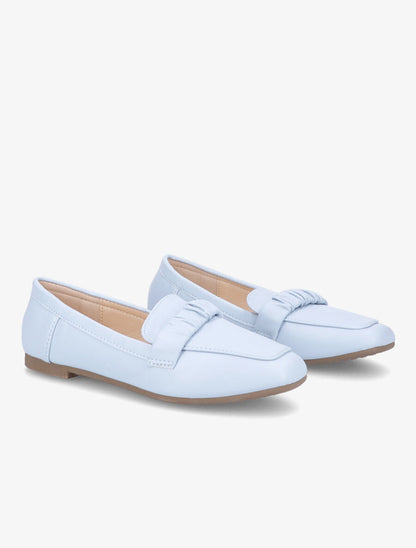 Mocassins à ornement froncé - Bleu clair - 4