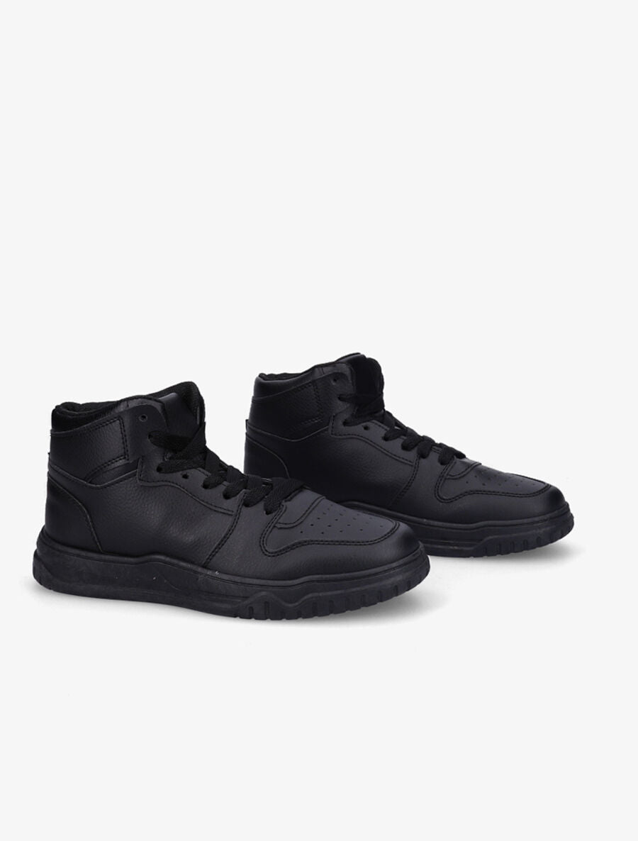 Sneakers montantes en simili à lacets - Noir - 4