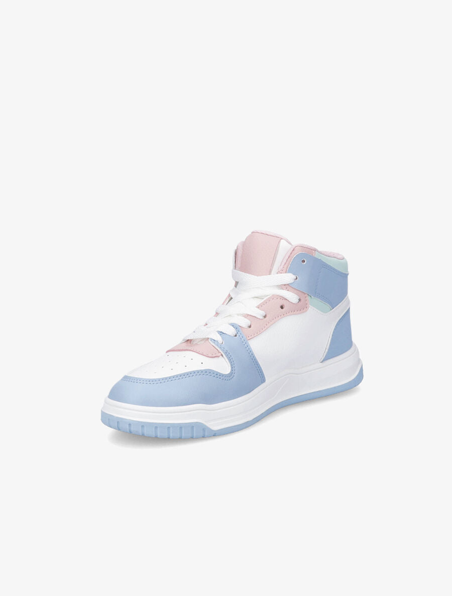 Sneakers montantes en simili à lacets - Bleu ciel - 3