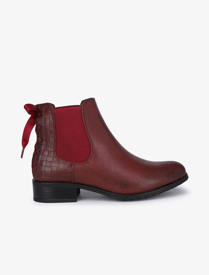 Chelsea boot à contrefort croco à corsage - Bordeaux - 4