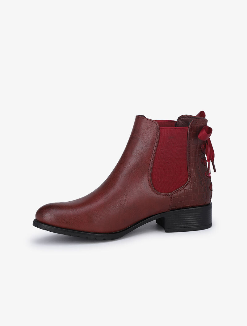 Chelsea boot à contrefort croco à corsage - Bordeaux - 6