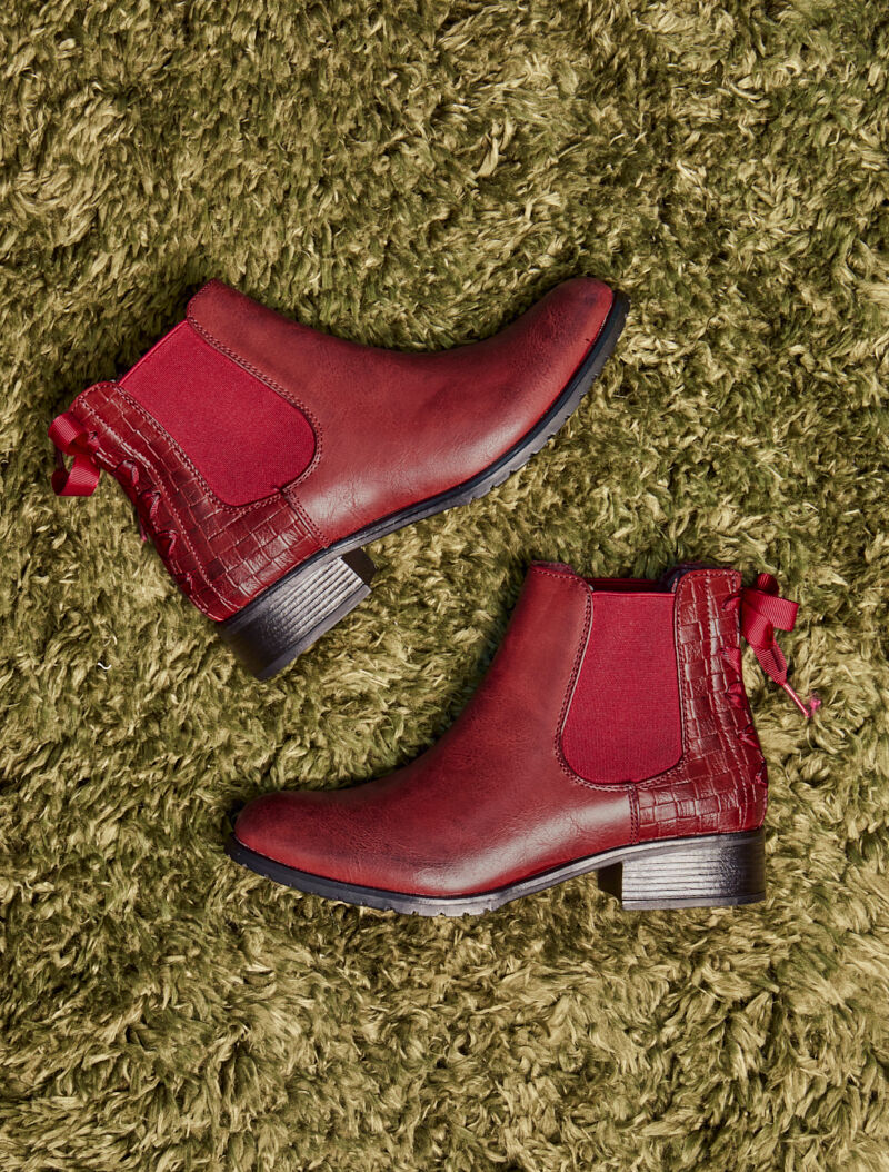 Chelsea boot à contrefort croco à corsage - Bordeaux - 7